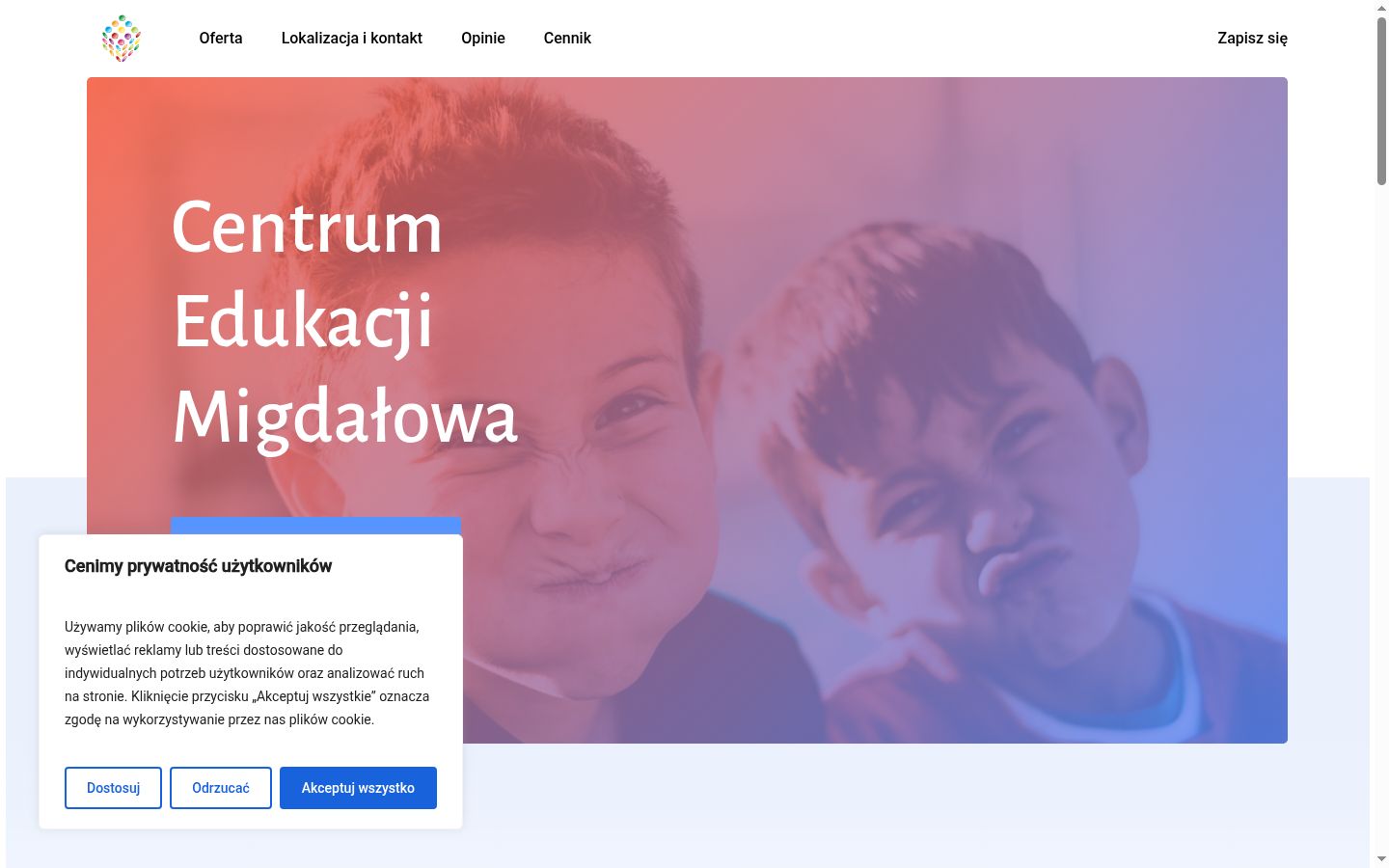 Captura de ecrã do banner de consentimento apresentado antes de qualquer interação
