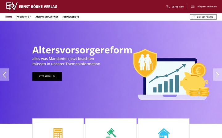 Екранна снимка на erv-online.de