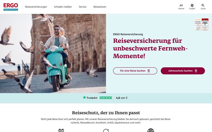 Screenshot of erv.de
