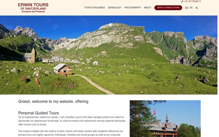 Snimka zaslona za erwintours.ch