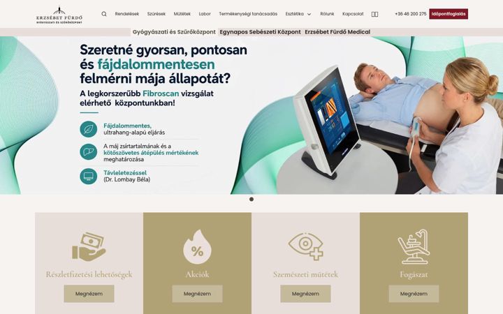 Kuvakaappaus sivustosta erzsebetfurdo.hu