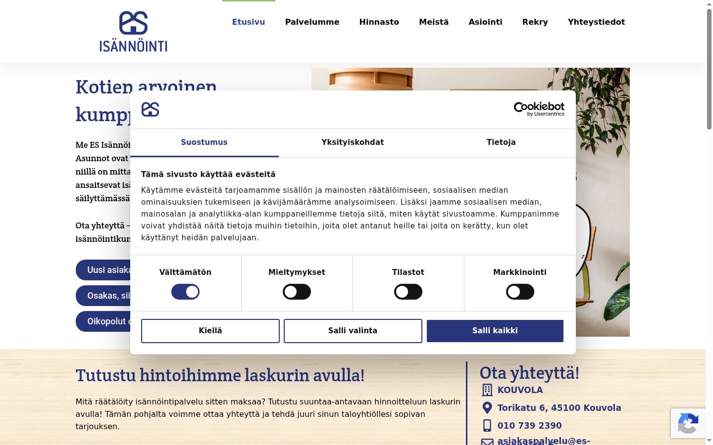 Ekrānuzņēmums ar piekrišanas baneri, kas tika rādīts pirms jebkādas mijiedarbības
