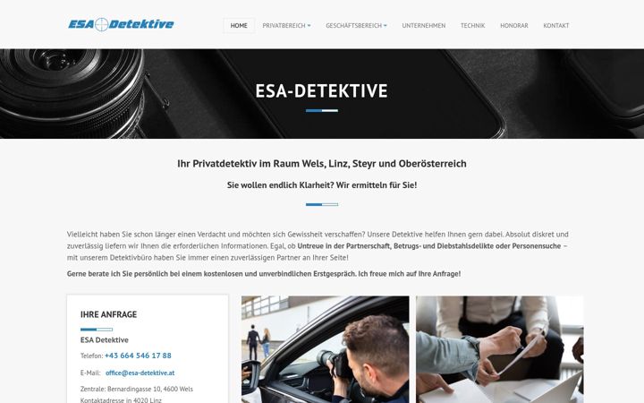 Captura de ecrã de esa-detektive.at