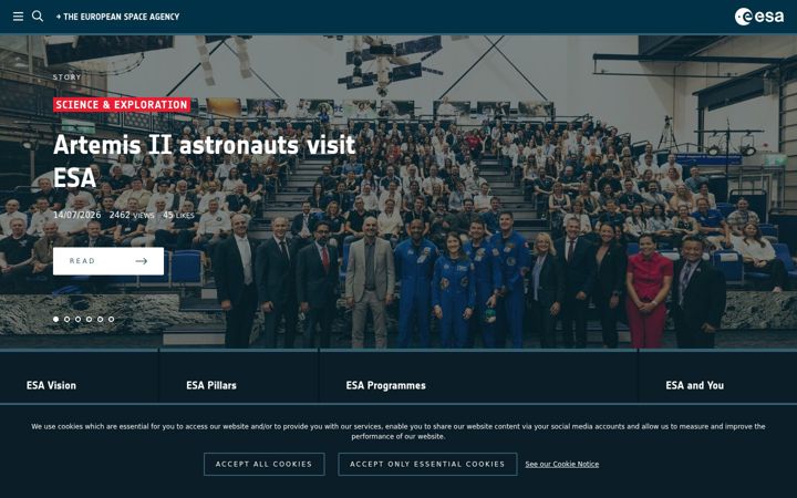 Screenshot von esa.int