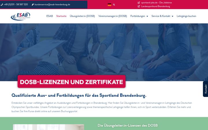 Snímek obrazovky esab-lizenzen.de