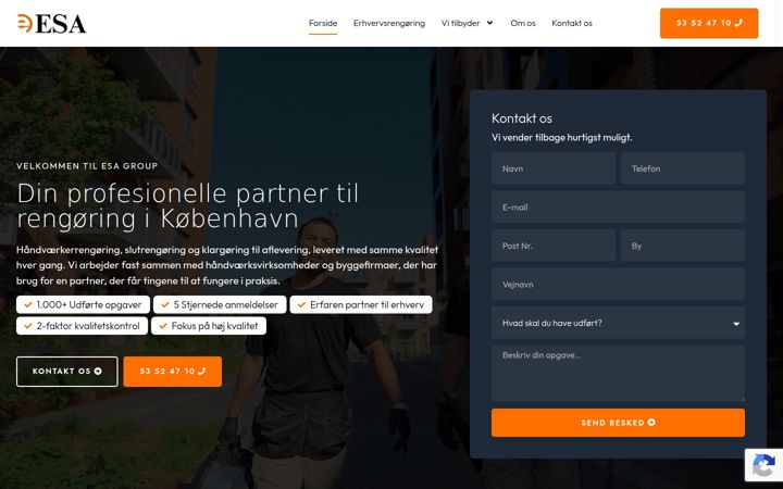 Kuvakaappaus sivustosta esagroup.dk