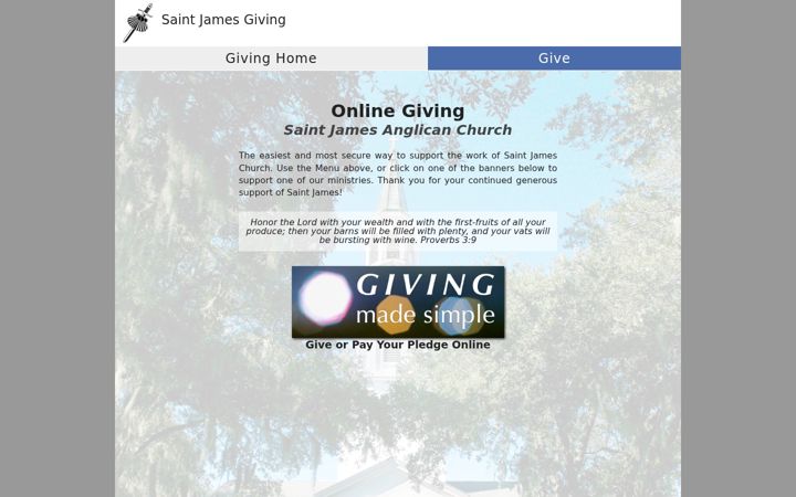 Screenshot stránky esaintjames.org
