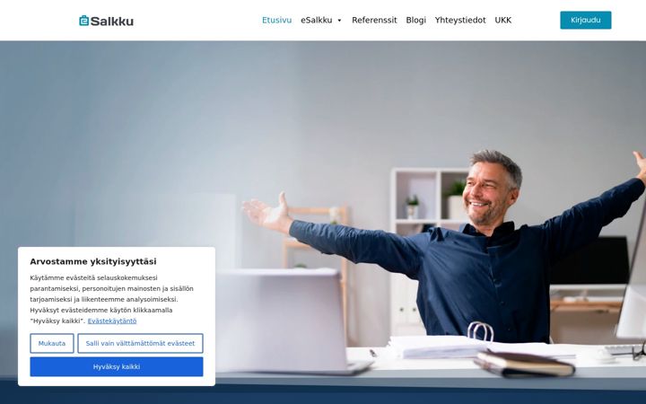 Екранна снимка на esalkku.fi