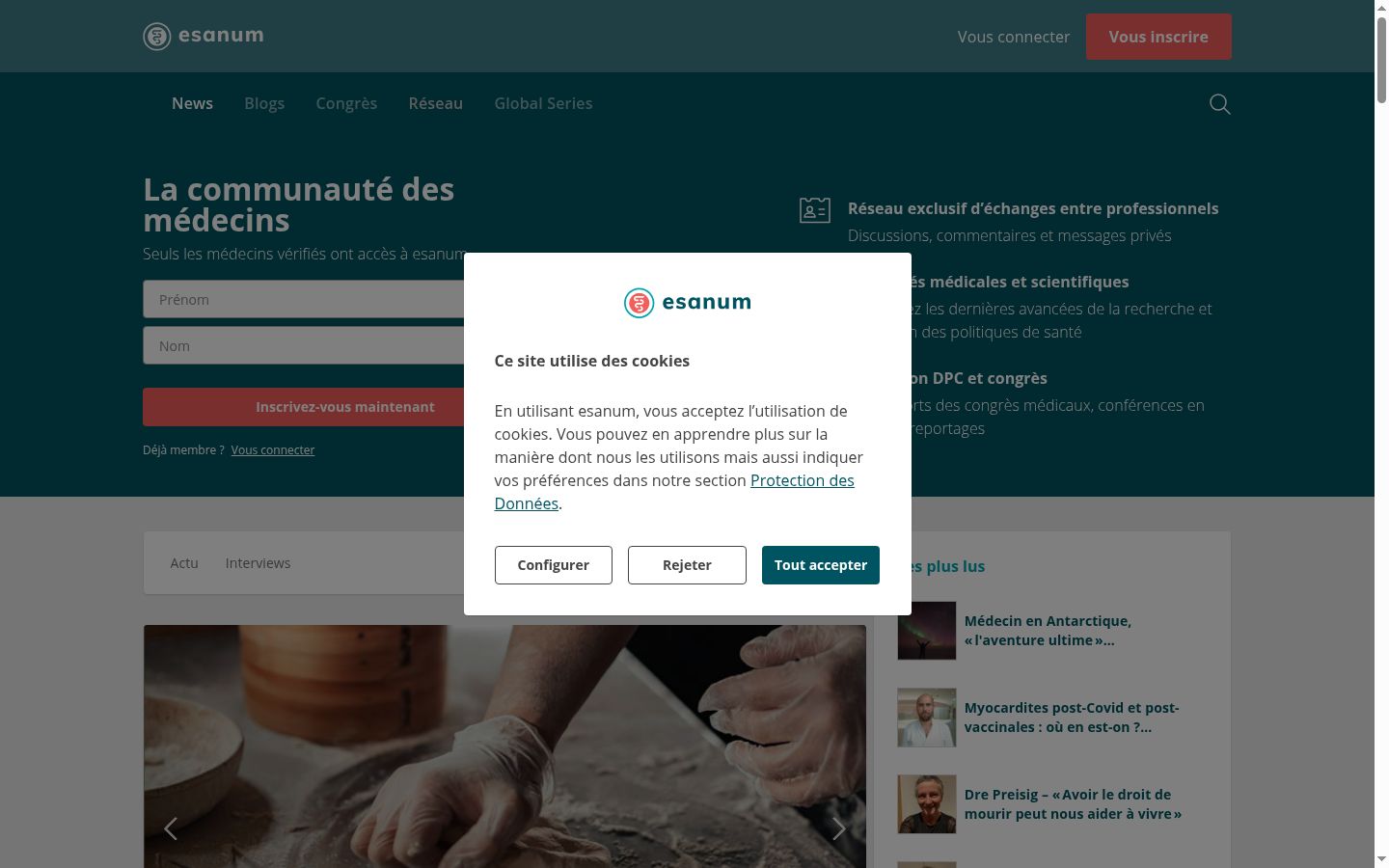 Screenshot del banner di consenso mostrato prima di qualsiasi interazione