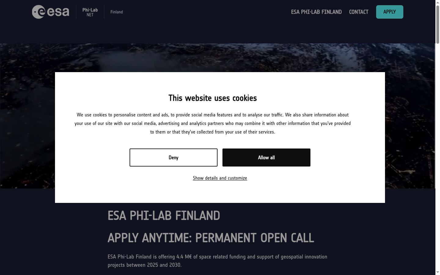 Ekraanipilt nõusolekubännerist, mida näidati enne mis tahes suhtlust