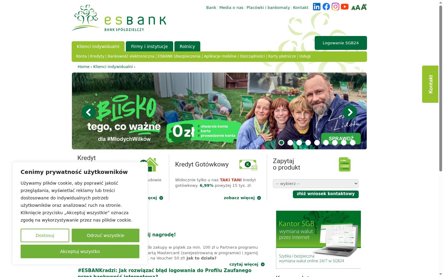 Zrzut ekranu banera zgody wyświetlanego przed jakąkolwiek interakcją