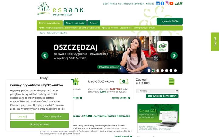 Captura de ecrã de esbank.pl