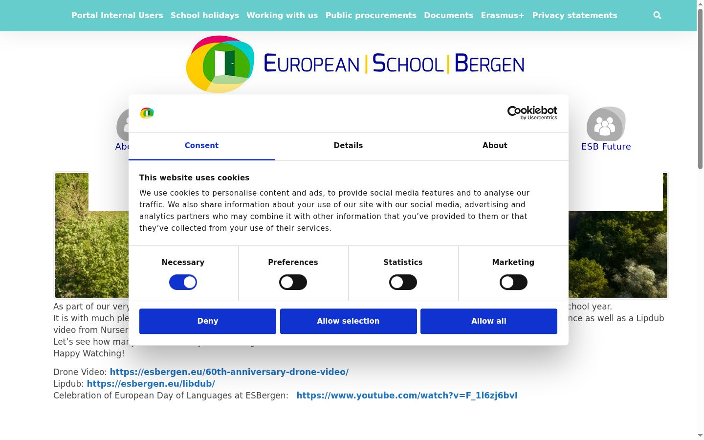 Screenshot des Einwilligungsbanners vor jeglicher Interaktion