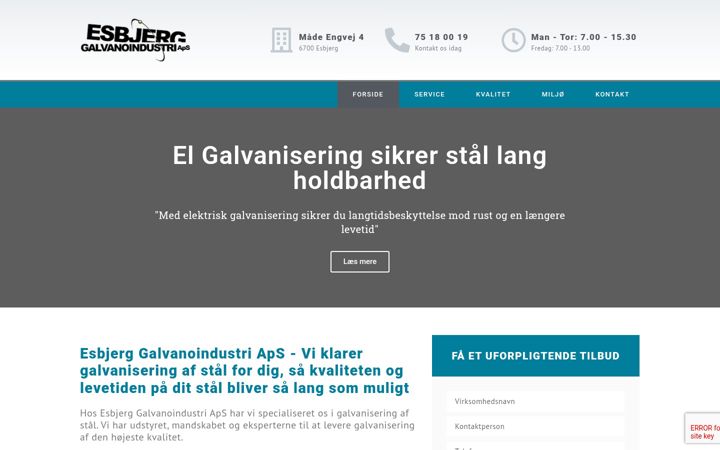 Screenshot stránky esbjerg-galvano.dk