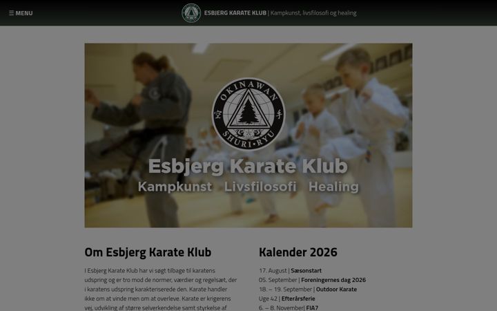 Screenshot stránky esbjergkarateklub.dk