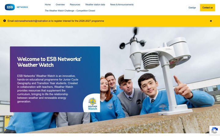 Skærmbillede af esbnetworksweatherwatch.ie