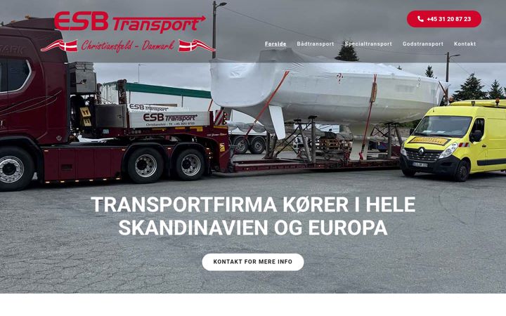 Screenshot stránky esbtransport.dk