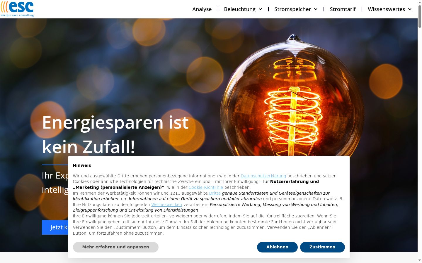 Screenshot van de toestemmingsbanner zoals getoond vóór enige interactie