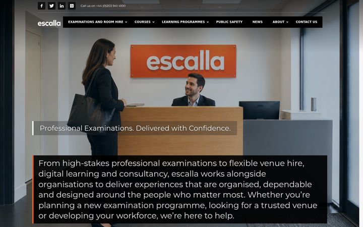 Skærmbillede af escalla.co.uk