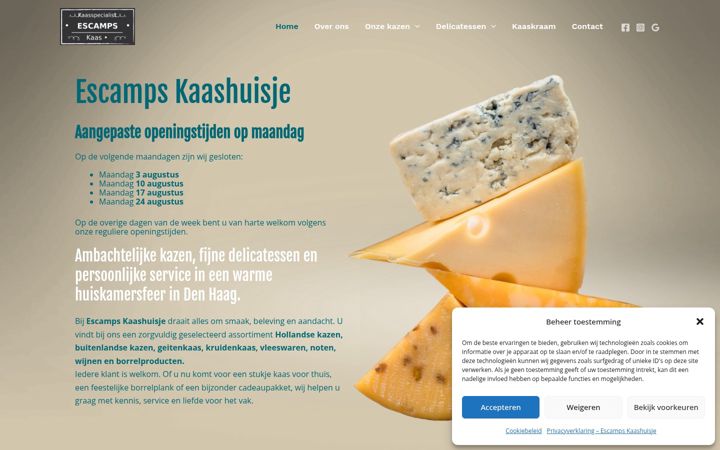 Captură de ecran a escamps-kaashuisje.nl