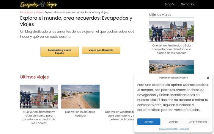 Captură de ecran a escapadasyviajes.es