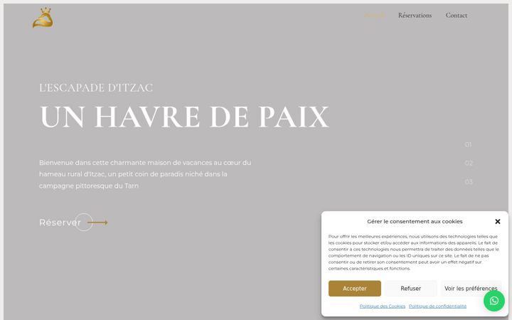 Screenshot di escapade-itzac.fr