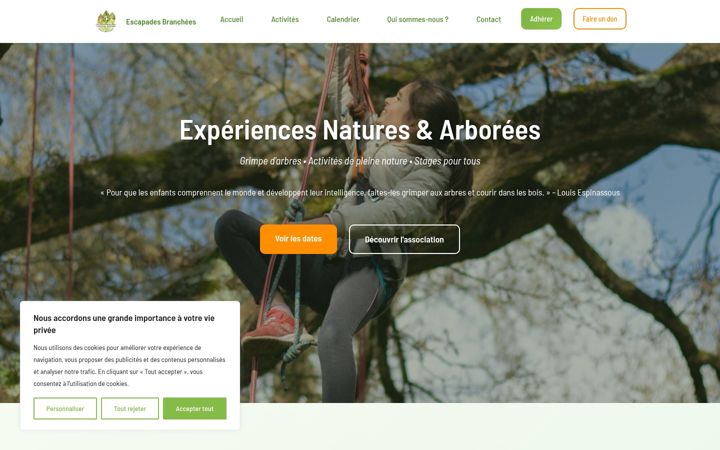 Screenshot di escapades-branchees.fr