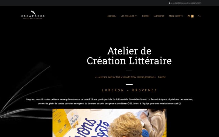 Screenshot di escapadesouslesmots.fr