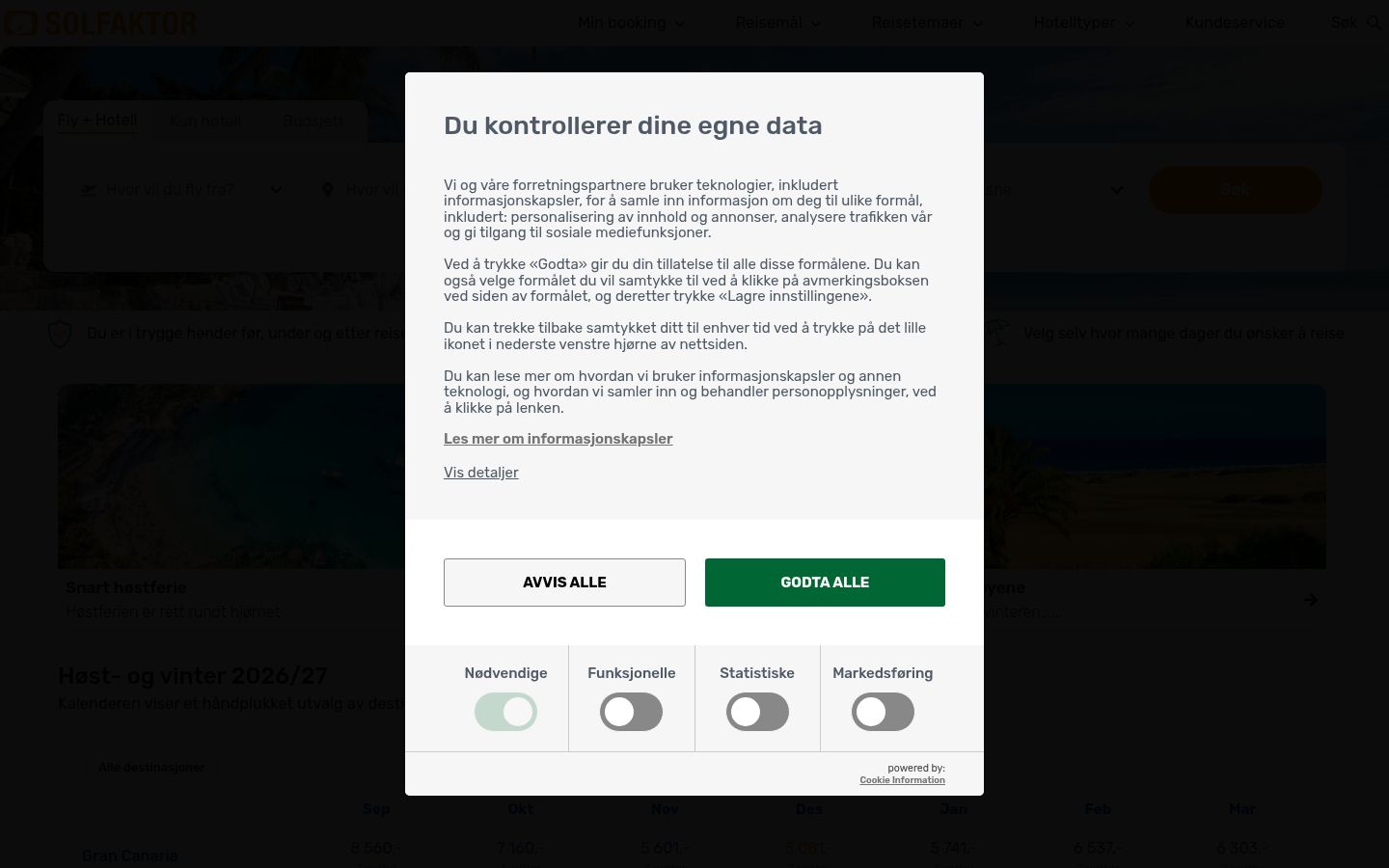 Screenshot of the consent banner shown before any interaction