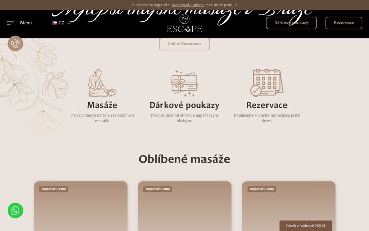 Zrzut ekranu escapemassage.cz