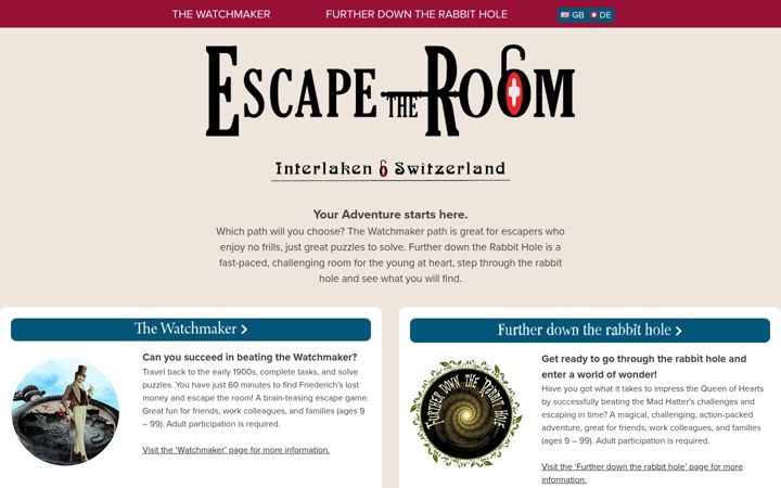 Екранна снимка на escapeout.ch
