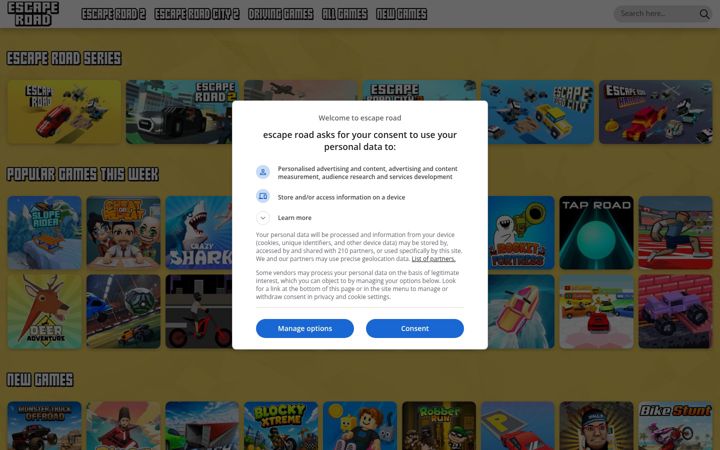 Screenshot of escaperoad.io
