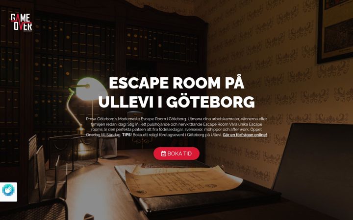 Skärmbild av escaperoom-goteborg.se