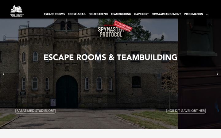 Screenshot stránky escaperoom-riddlehouse.dk