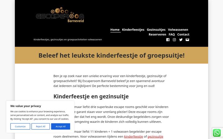 Ekrānuzņēmums no escaperoombarneveld.nl