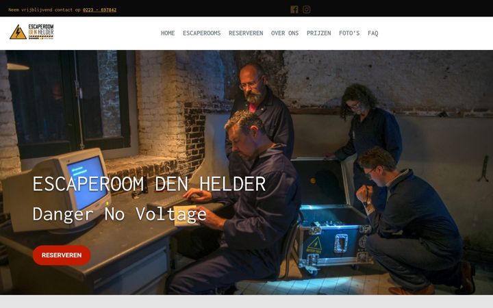Ekrānuzņēmums no escaperoomdh.nl