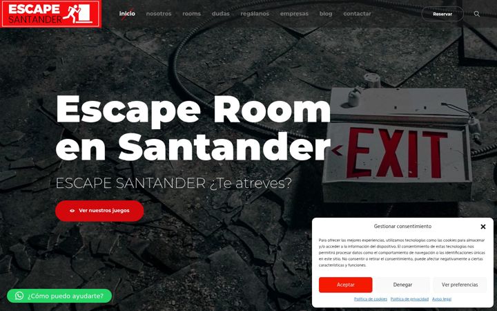 Captură de ecran a escaperoomensantander.es