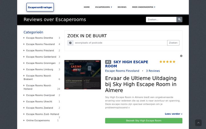 Ekrānuzņēmums no escaperoomervaringen.nl