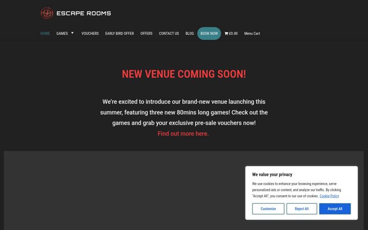 Skærmbillede af escaperooms.co.uk