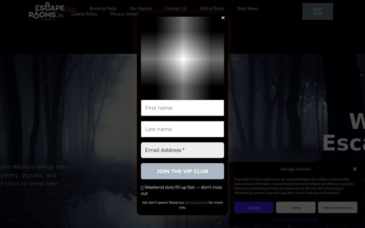 Skærmbillede af escaperooms.ie