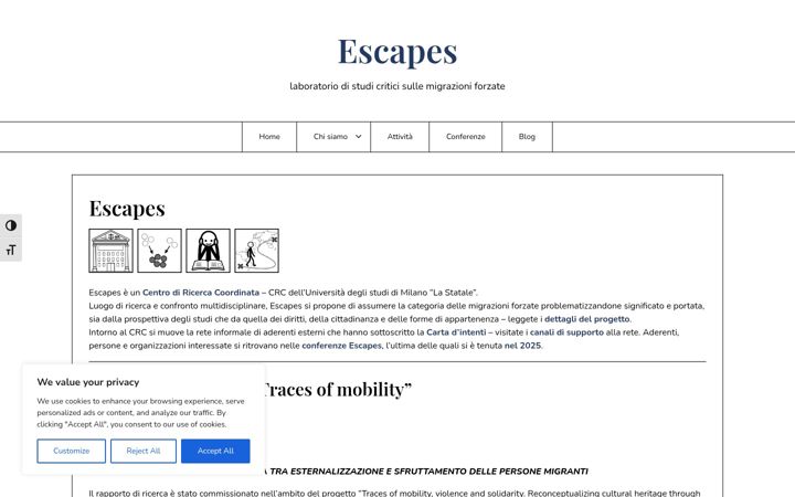 Ekraanipilt saidist escapes.unimi.it