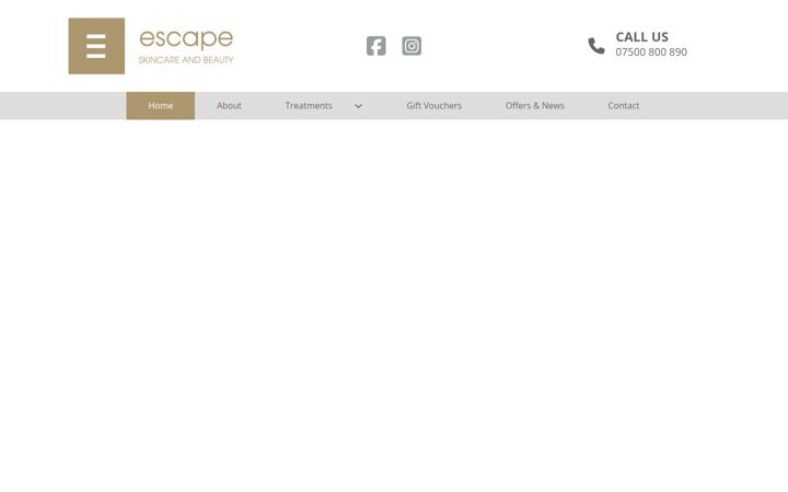 Skærmbillede af escapeskincareandbeauty.co.uk