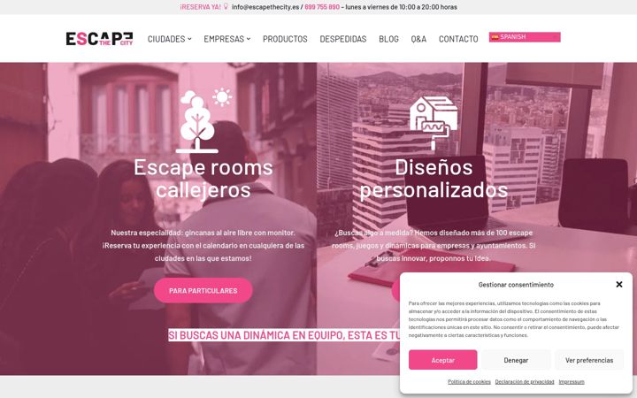Captură de ecran a escapethecity.es