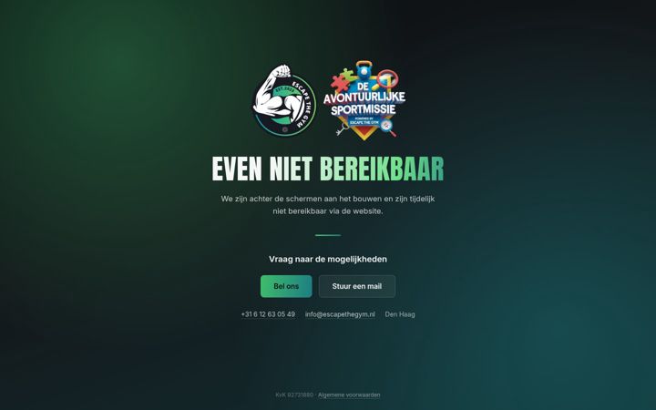 Ekrānuzņēmums no escapethegym.nl
