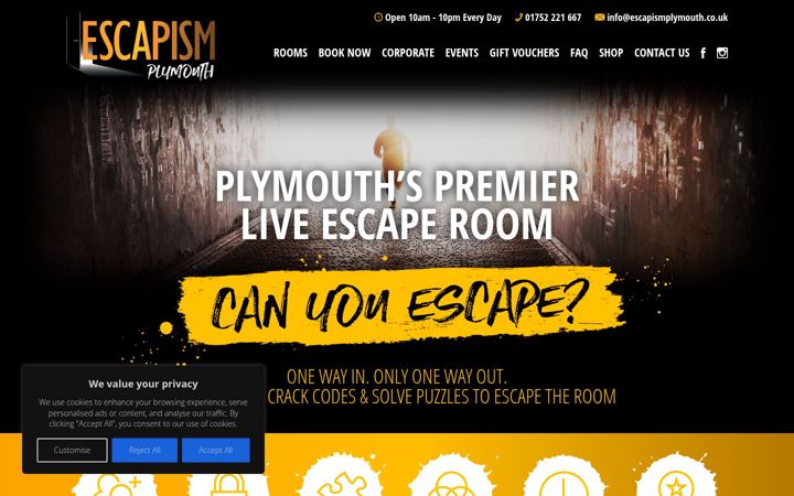 Skærmbillede af escapismplymouth.co.uk