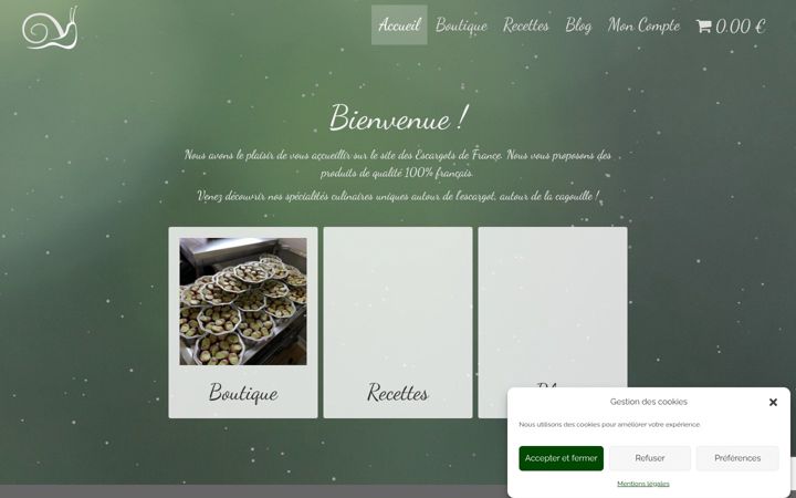 Screenshot di escargote.fr