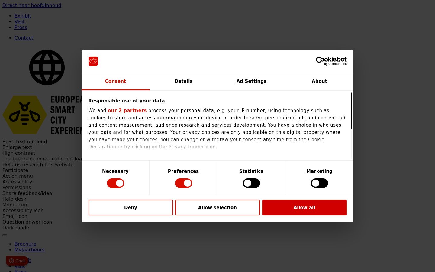 Screenshot of the consent banner shown before any interaction
