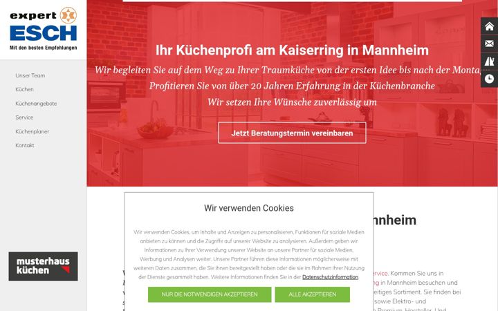 Snimka zaslona za esch-kuechen.de