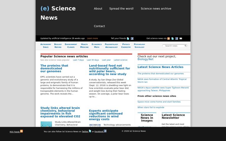 Screenshot of esciencenews.com