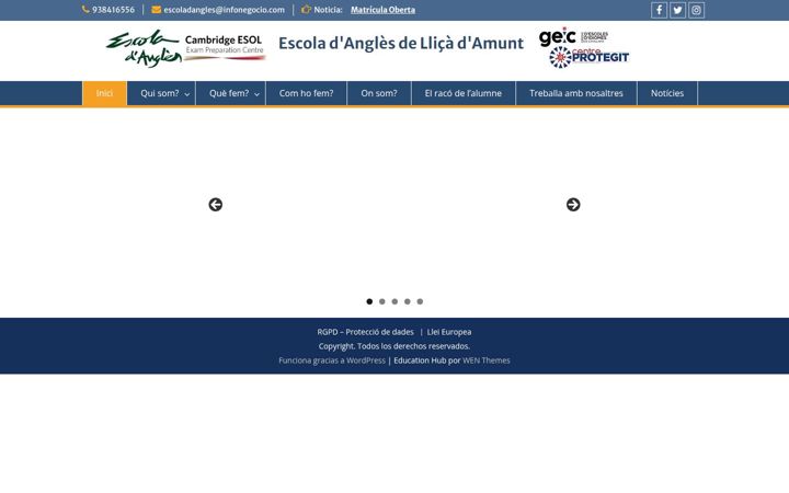 Screenshot of escoladangles.com